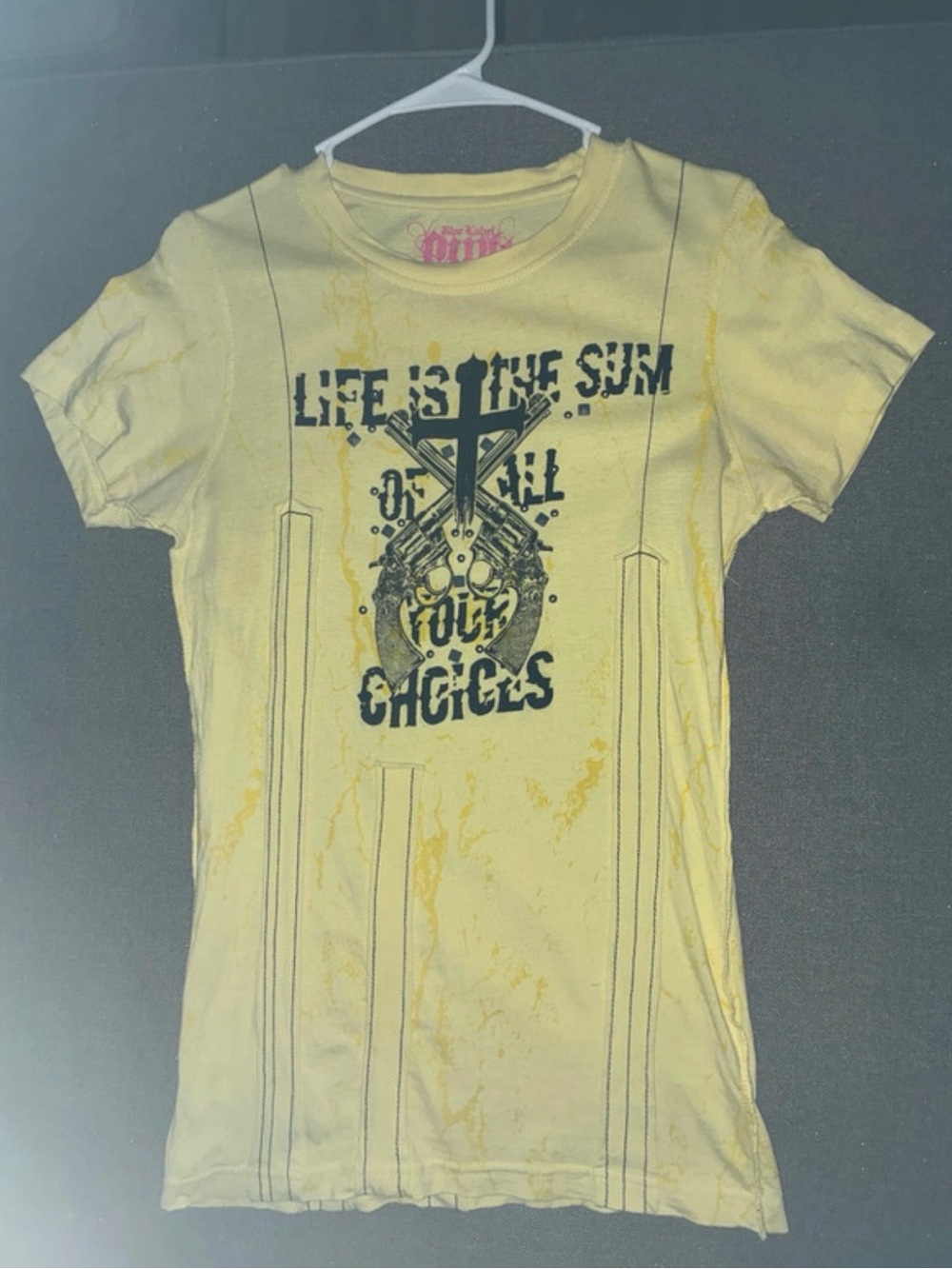 Blac Label Yellow Graphic Tee with Cross & Text